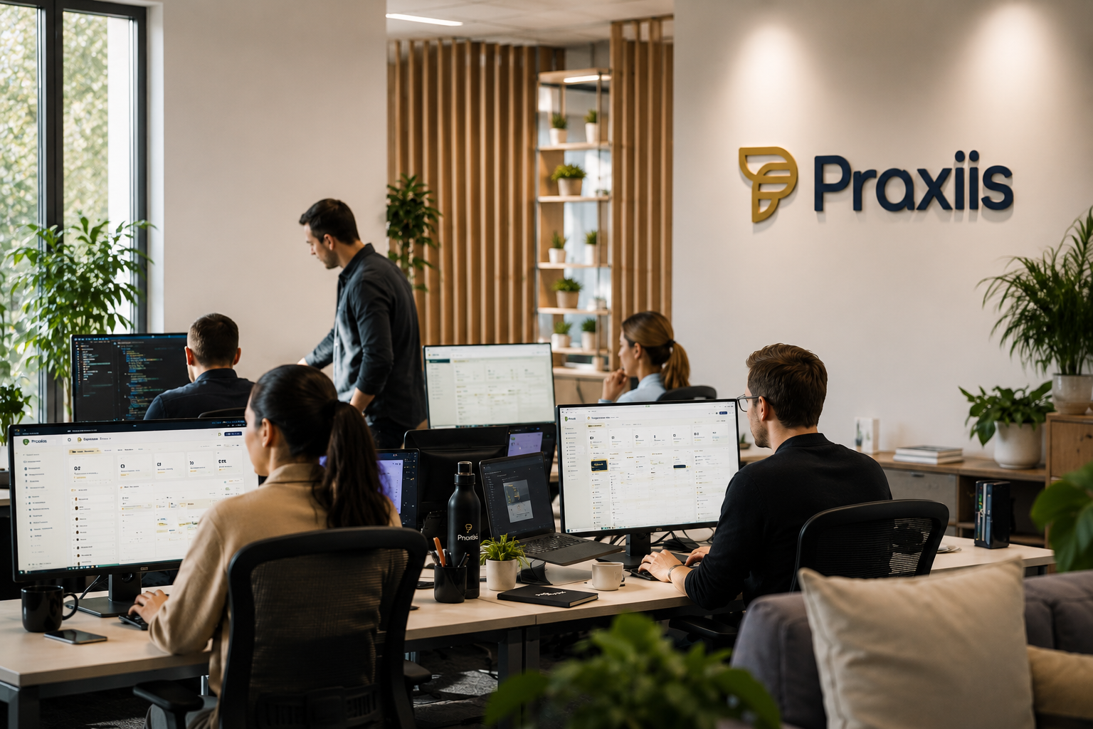 Praxiis platform layer shown in a premium clinic operations workspace